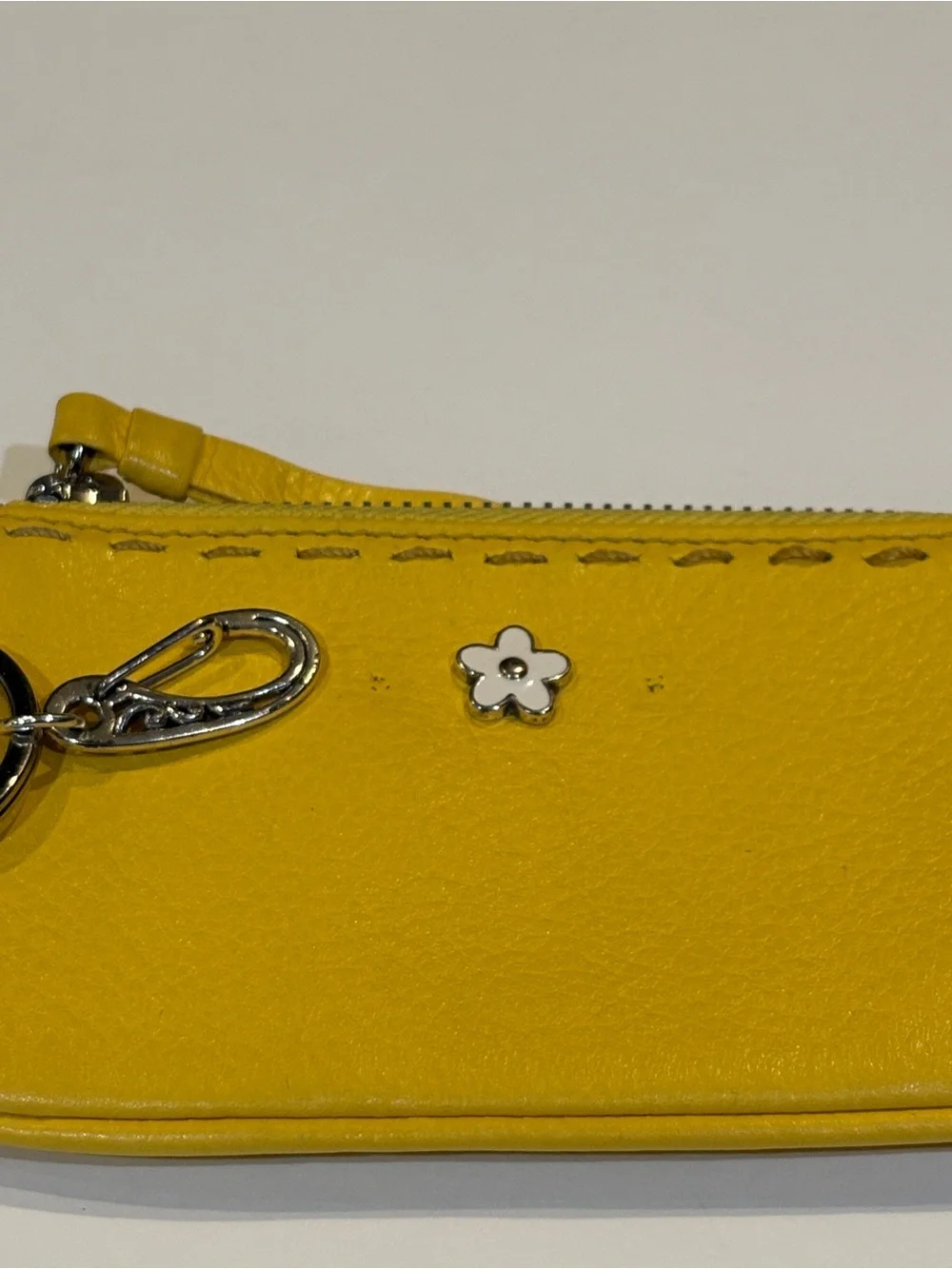 Brighton Yellow Leather Coin Pouch with Polka Dot Lining